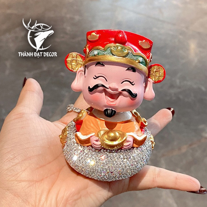 Tượng Ông Thần Tài Đính Đá Phúc Lộc May Mắn Decor Cao Cấp Trang Trí Taplo Ô Tô - Văn Phòng - Bàn Làm Việc - Làm Quà Tặng