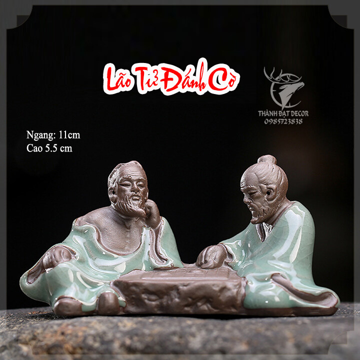 Tượng Gốm Sứ mini Tráng Men Hình Chú Tiểu và Lão Tử Trang Trí Tiểu Cảnh, Cây Bonsai, Cây Cảnh, Hòn Non Bộ, Hồ Thủy Sinh