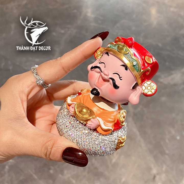 Tượng Ông Thần Tài Đính Đá Phúc Lộc May Mắn Decor Cao Cấp Trang Trí Taplo Ô Tô - Văn Phòng - Bàn Làm Việc - Làm Quà Tặng