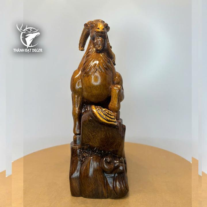 Tượng Con Dê Phong Thủy Màu Gỗ 30x12x33 Cho Người Tuổi Mùi, Quà Tặng Sinh Nhật, Tân Gia, Khai Trương Decor Trang Trí Nhà