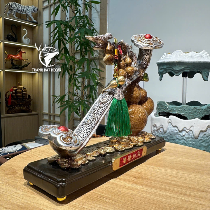 Tượng Ngũ Hồ Lô Trượng Như ý 30x9x25cm, Phong Thủy, Quà Tặng Decor Tân Gia Khai Trương Sinh Nhật.