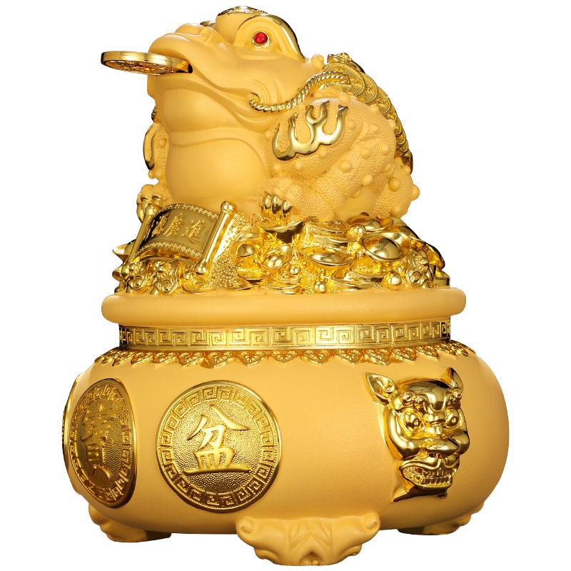 Tượng Thiềm Thừ Cóc Vàng size 22x18x22, Tượng Cóc 3 Chân Chiêu Tài Quà Tặng Tân Gia Khai Trương Sinh Nhật Decor Phòng Trang Trí Nhà Phòng Khách