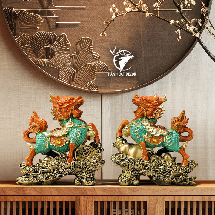 Cặp Tượng Kỳ Lân Phong Thủy Trấn Trạch Chiêu Tài, Quà Tặng Tân Gia Khai Trương Sinh Nhật Decor Nhà