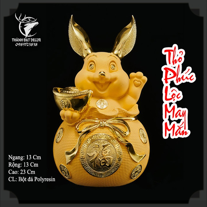 Tượng Thỏ Phong Thủy Phúc Lộc May Mắn Quà Tặng Sếp , Tân Gia Khai Trương Sinh Nhật