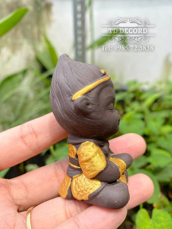 Tượng Tôn Ngộ Không Size Mini 6cm , Tượng Tôn Ngộ Không Bái Thiền Bằng Gốm