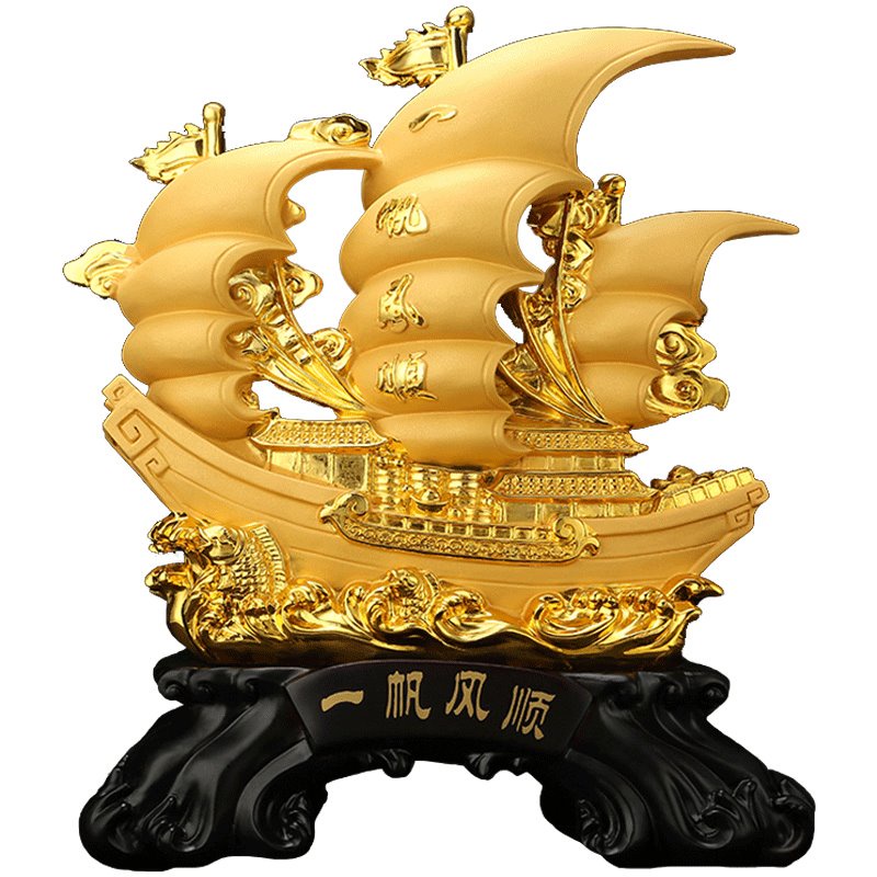 Tượng Thuyền Thuận Buồm Xuôi Gió Phong Thủy 38x16x43, Quà Tặng Tân Gia , Khai Trương , Tặng Sếp , Tượng Phong Thủy