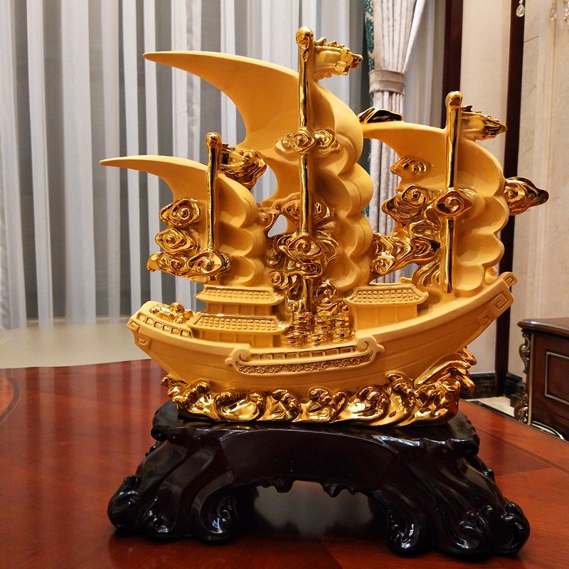 Tượng Thuyền Thuận Buồm Xuôi Gió Phong Thủy size 43cm, Quà Tặng Tân Gia , Khai Trương , Tặng Sếp , Tượng Phong Thủy