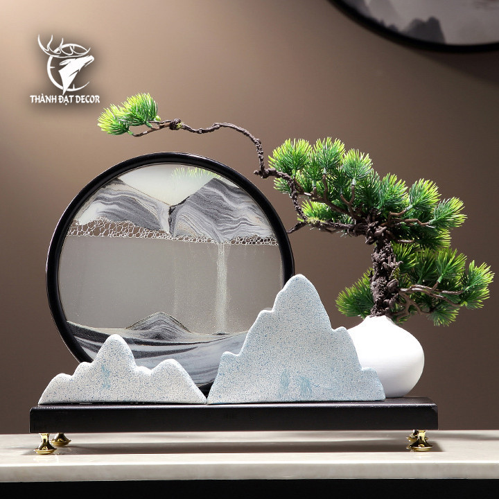 Chậu Cây Tranh Cát Decor Trang Trí Bàn, Phòng Làm Việc, Quà Tặng Tân Gia Khai Trương Sinh Nhật