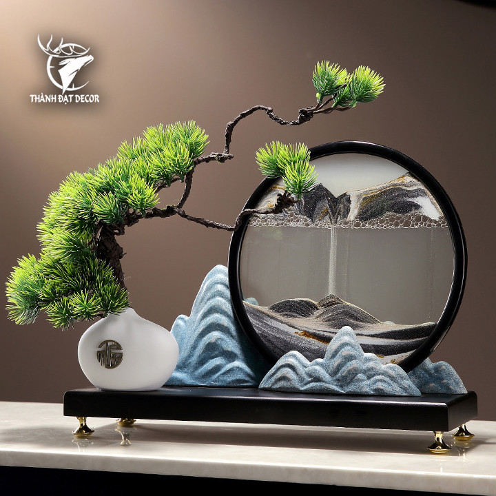 Chậu Cây Tranh Cát Decor Trang Trí Bàn, Phòng Làm Việc, Quà Tặng Tân Gia Khai Trương Sinh Nhật
