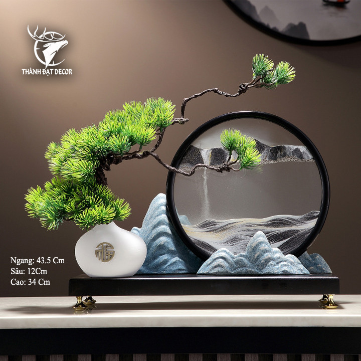 Chậu Cây Tranh Cát Decor Trang Trí Bàn, Phòng Làm Việc, Quà Tặng Tân Gia Khai Trương Sinh Nhật