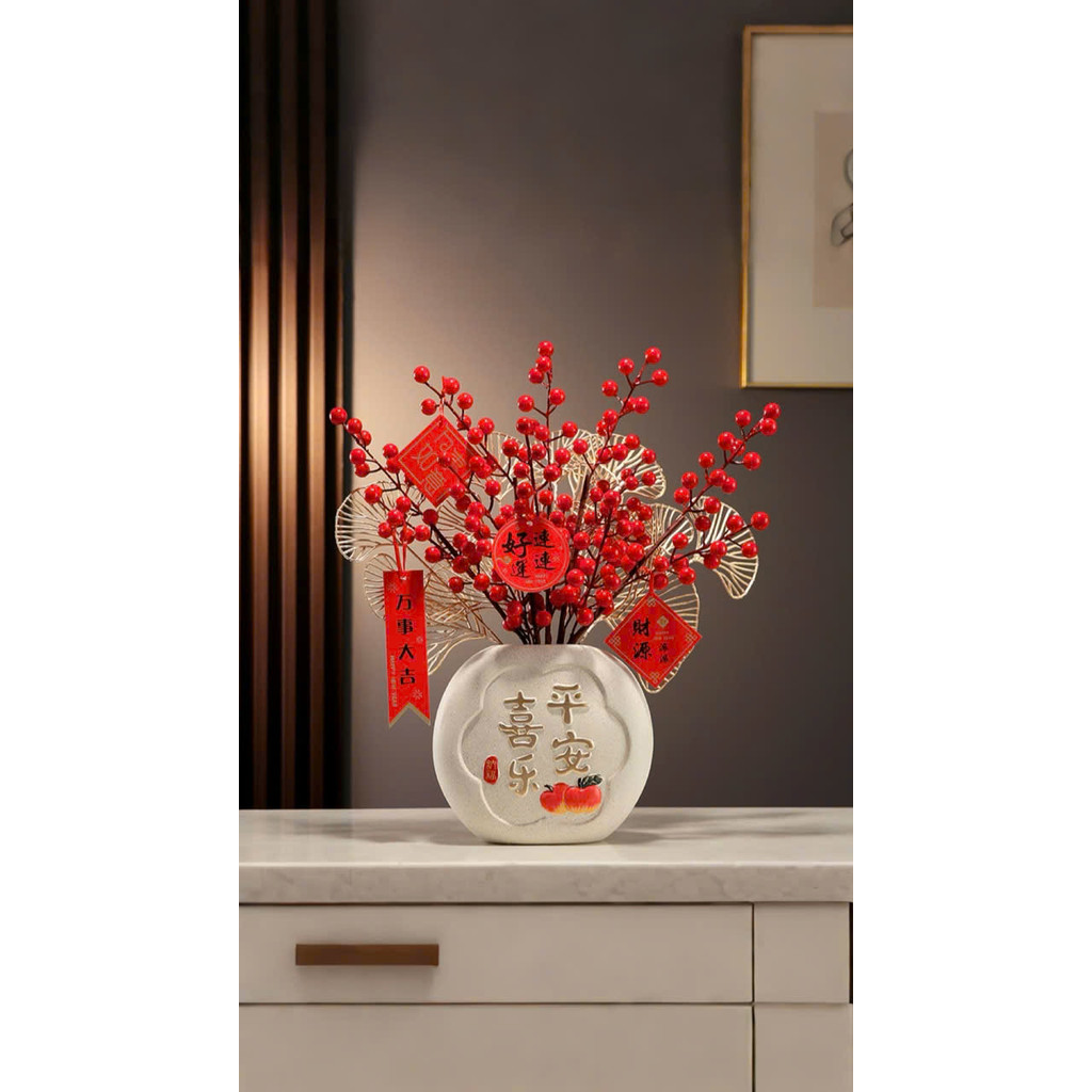 Set Bình hoa đào đông tài lộc (Chưng Tết 2025) -Tân gia khai trương-bình hoa derco trang trí nhà cửa