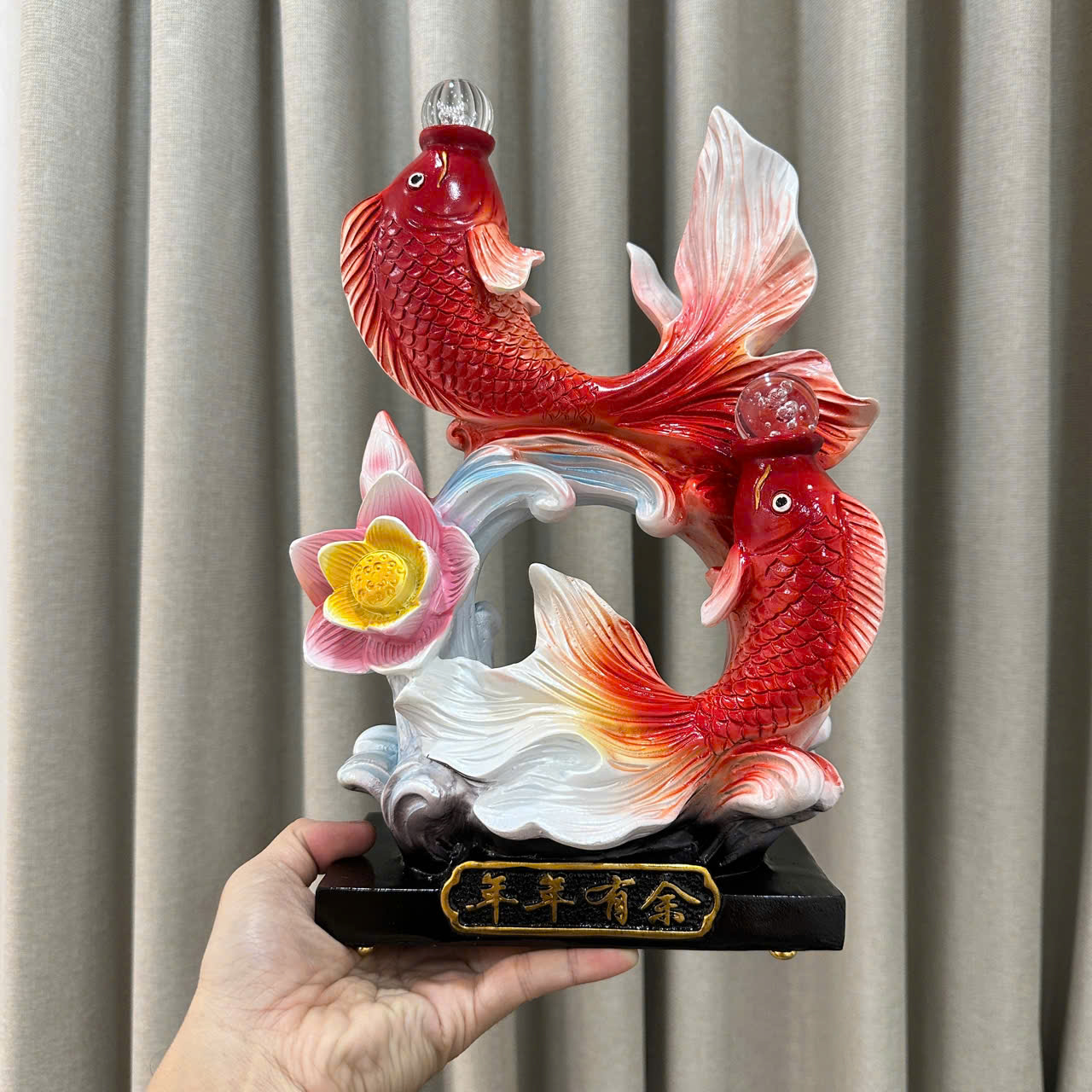 Tượng Cá Chép Song Ngư Nhả Ngọc, Decor Trang Trí Nhà Cửa, Quà Tặng Tân Gia Khai Trương Sinh Nhật