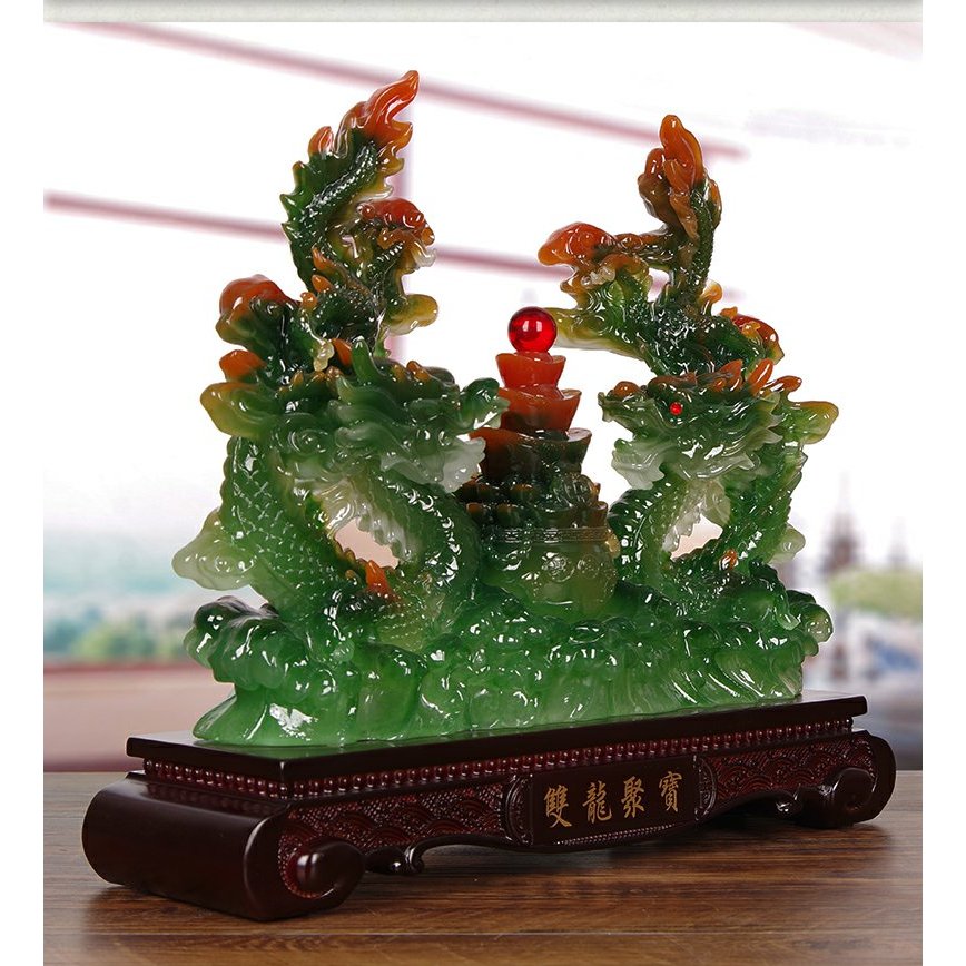 Tượng Con Rồng Song Long Tụ Bảo size 31 Phong Thủy Tuổi Thìn, Quà Tặng Tân Gia, Khai Trương, Decor