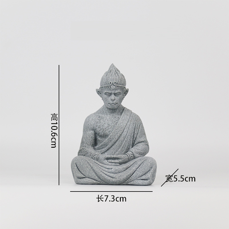 Tượng Tôn Ngộ Không Ngồi Thiền Bằng Đá Sa Thạch , Đấu Chiến Thắng Phật , Tề Thiên Đại Thánh Trang Trí Tiểu Cảnh