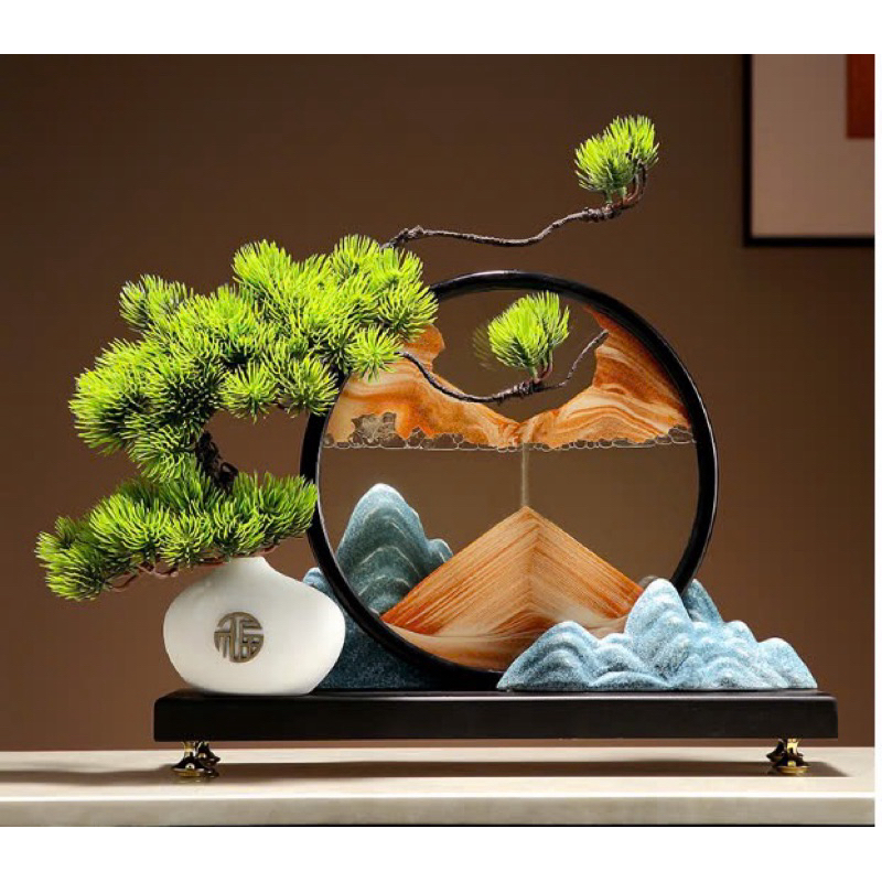 Chậu Cây Tranh Cát Decor Trang Trí Bàn, Phòng Làm Việc, Quà Tặng Tân Gia Khai Trương Sinh Nhật