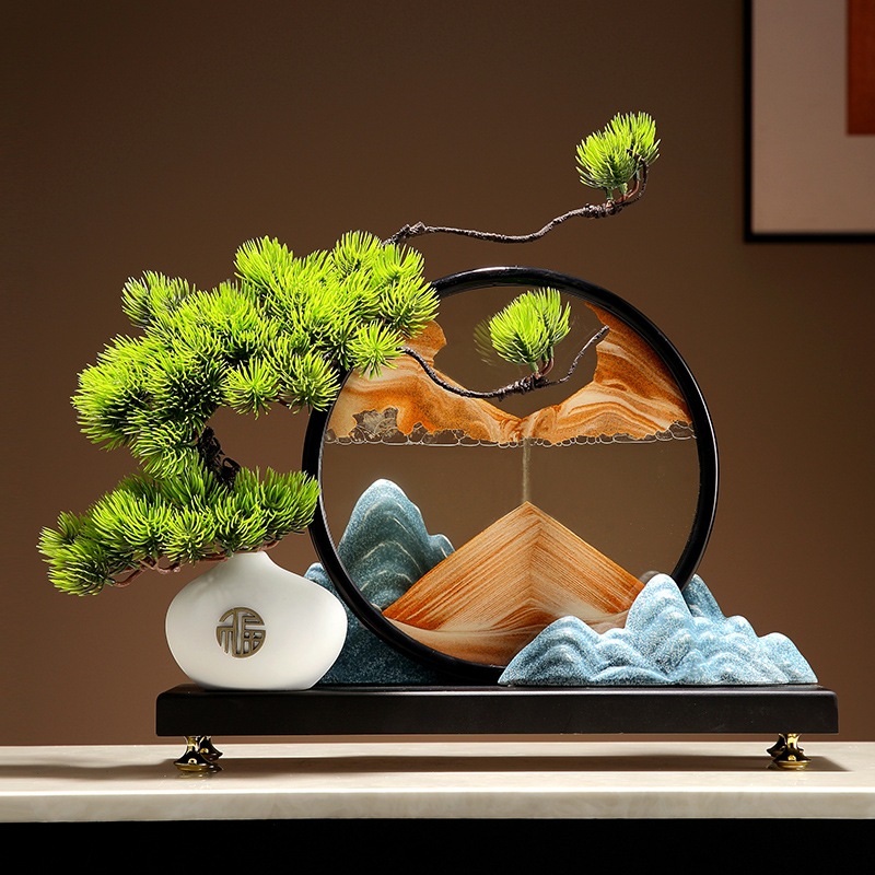 Chậu Cây Tranh Cát Decor Trang Trí Bàn, Phòng Làm Việc, Quà Tặng Tân Gia Khai Trương Sinh Nhật