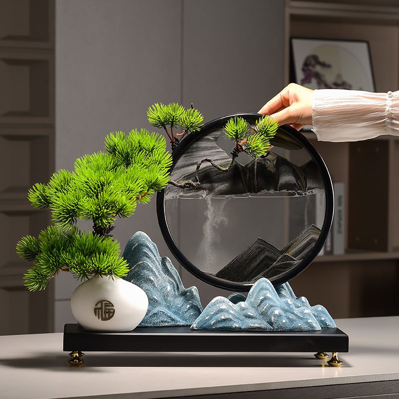 Chậu Cây Tranh Cát Decor Trang Trí Bàn, Phòng Làm Việc, Quà Tặng Tân Gia Khai Trương Sinh Nhật