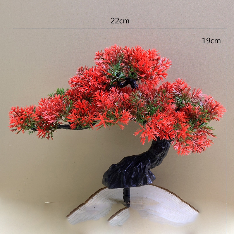 Chậu Cây Tùng Bonsai Bằng Nhựa Trang Trí Tiểu Cảnh, Trang Trí Kèm Các Mẫu Tượng Mini