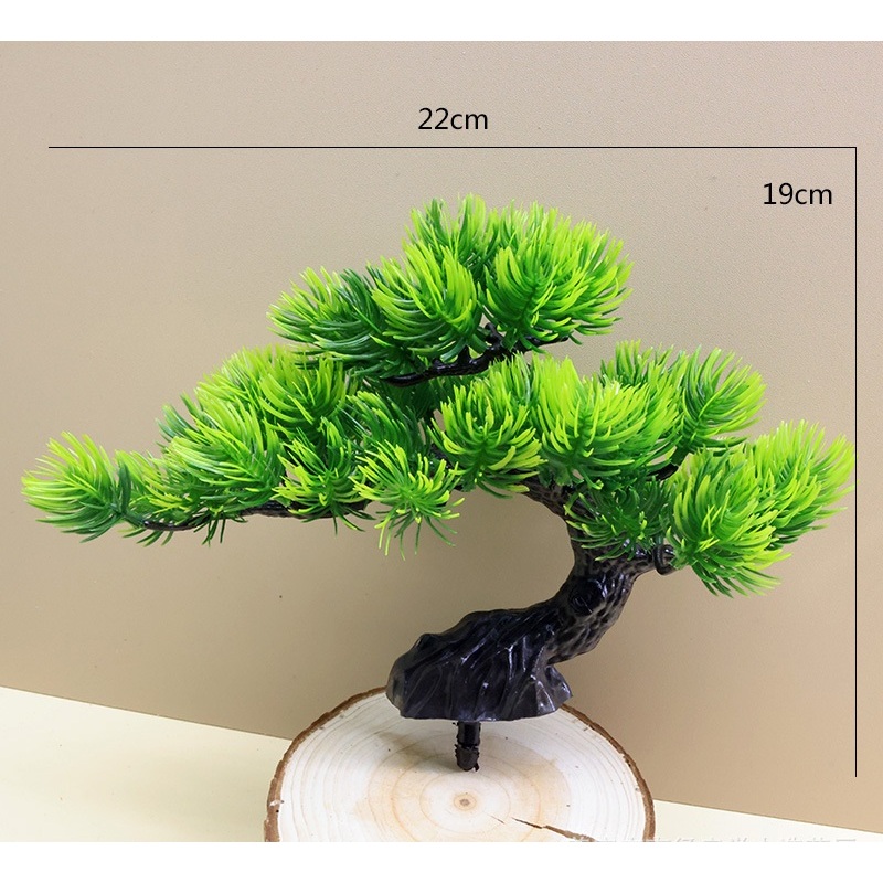 Chậu Cây Tùng Bonsai Bằng Nhựa Trang Trí Tiểu Cảnh, Trang Trí Kèm Các Mẫu Tượng Mini