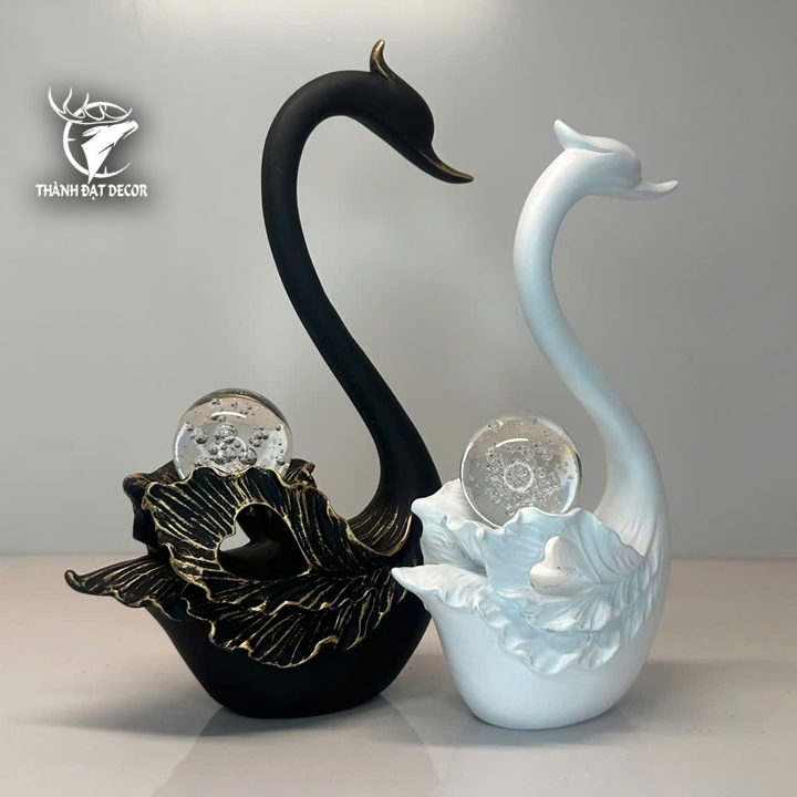 Cặp Đôi Thiên Nga Đen Trắng Hạnh Phúc May Mắn, Quà Cưới Khai Trương Sinh Nhật, Trang Trí Nhà Cửa Decor