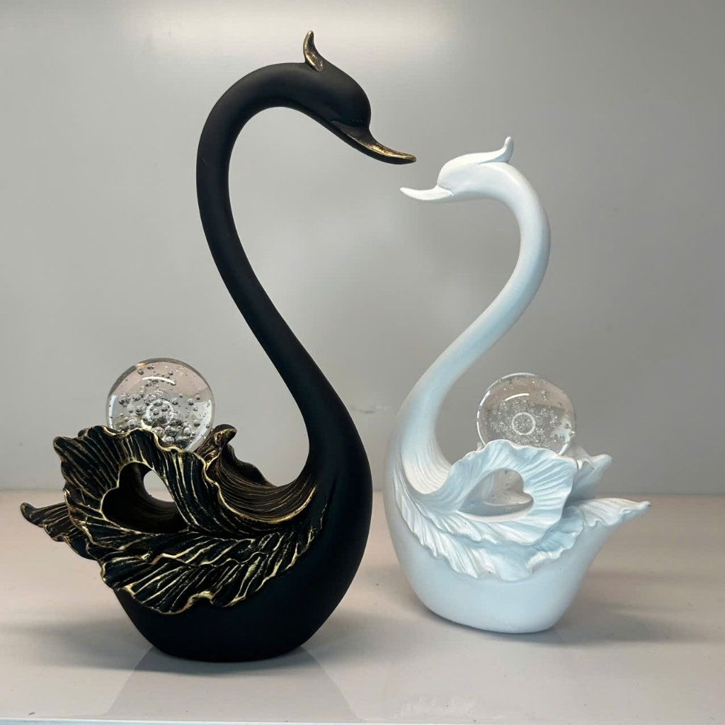 Cặp Đôi Thiên Nga Đen Trắng Hạnh Phúc May Mắn, Quà Cưới Khai Trương Sinh Nhật, Trang Trí Nhà Cửa Decor