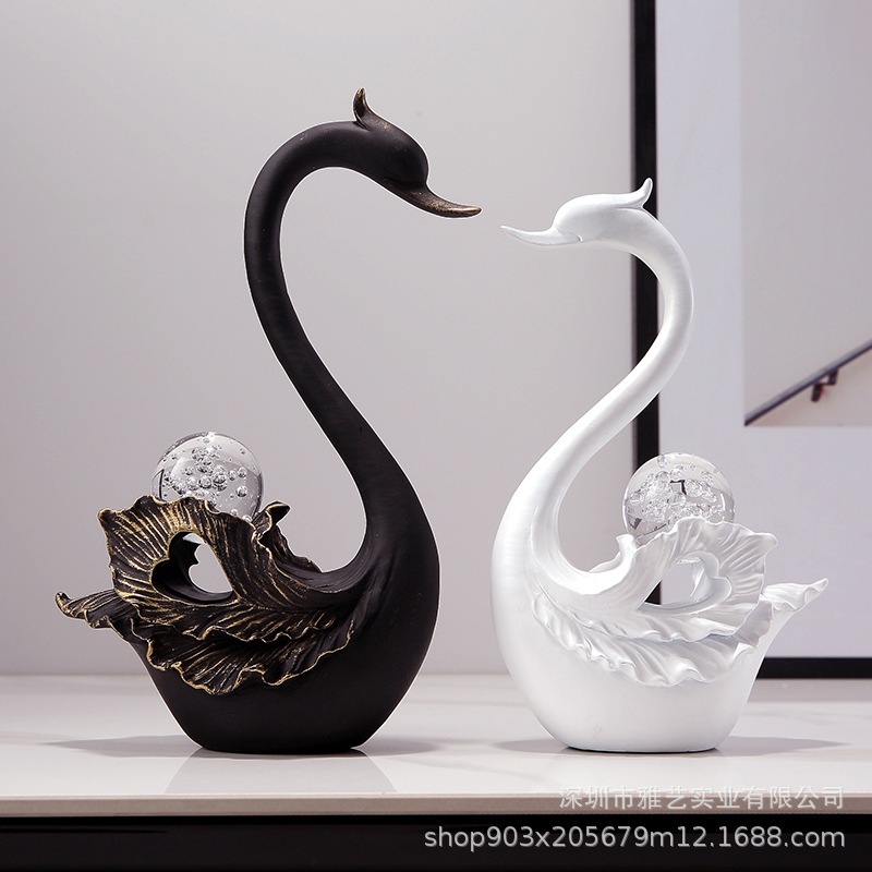 Cặp Đôi Thiên Nga Đen Trắng Hạnh Phúc May Mắn, Quà Cưới Khai Trương Sinh Nhật, Trang Trí Nhà Cửa Decor