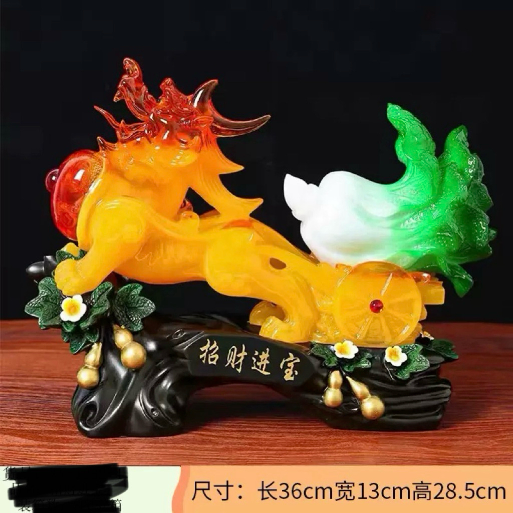 Tượng Tỳ Hưu kéo bắp cải phong thủy size 36cm, Trấn trạch chiêu tài quà tặng tân gia khai trương.