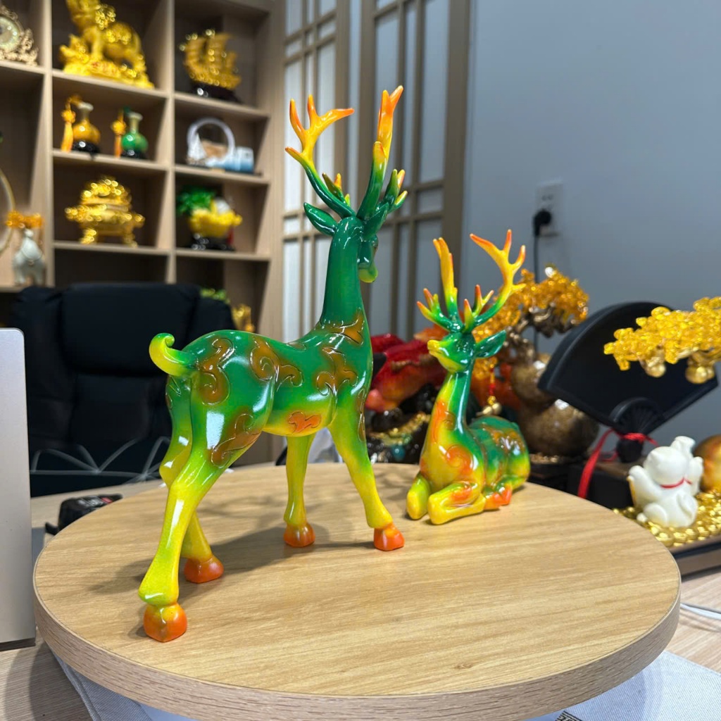Cặp Tượng Hươu Trang Trí Cao Cấp , Decor làm Quà Tặng Tân Gia Khai Trương Sinh Nhật.