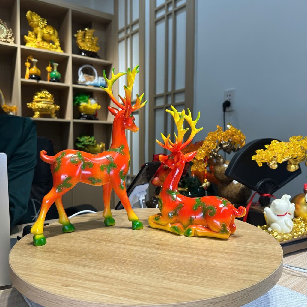 Cặp Tượng Hươu Trang Trí Cao Cấp , Decor làm Quà Tặng Tân Gia Khai Trương Sinh Nhật.