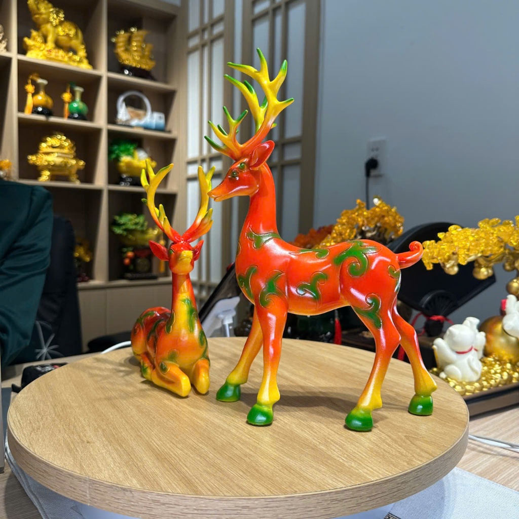 Cặp Tượng Hươu Trang Trí Cao Cấp , Decor làm Quà Tặng Tân Gia Khai Trương Sinh Nhật.