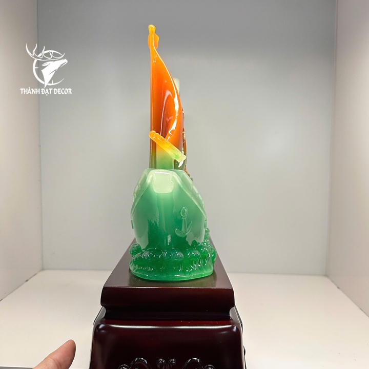 Tượng Thuyền Thuận Buồm Xuôi Gió Đĩa Ngọc Như Ý Phong Thủy, Quà Tặng Tân Gia , Khai Trương, Tặng Sếp