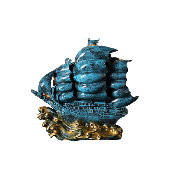 Tượng Thuyền Thuận Buồm Xuôi Gió Đĩa Ngọc Như Ý Phong Thủy, Quà Tặng Tân Gia , Khai Trương, Tặng Sếp