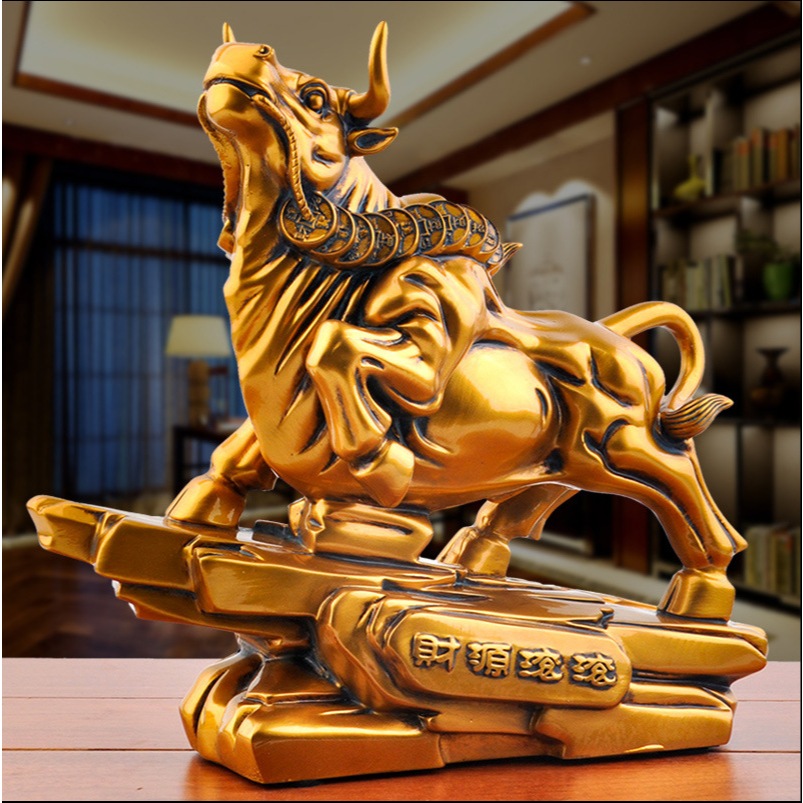 Tượng trâu phong thủy xanh ngọc tài lộc, Decor Trang trí phòng khách, bàn làm việc, quà tặng ý nghĩa