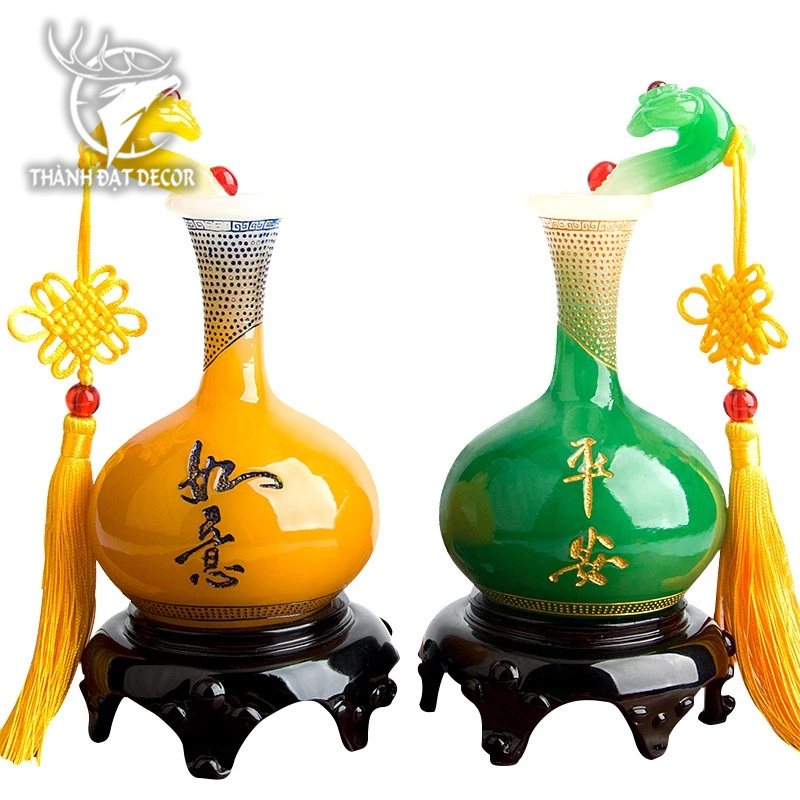 Cặp Lọ Bình An Như Ý size 11x22 Trang Trí Nhà Cửa , Tượng Phong Thủy Quà Tặng Tân Gia Khai Trương Sinh Nhật