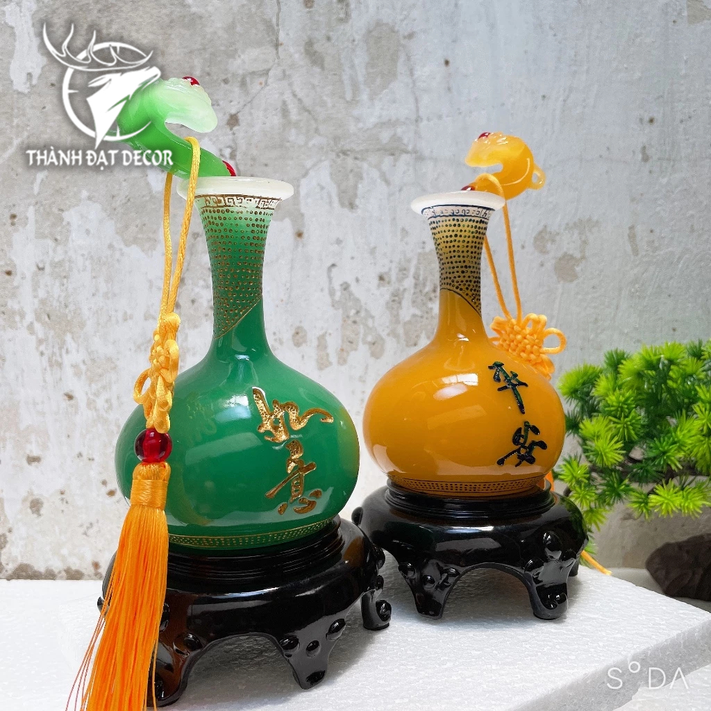 Cặp Lọ Bình An Như Ý size 11x22 Trang Trí Nhà Cửa , Tượng Phong Thủy Quà Tặng Tân Gia Khai Trương Sinh Nhật