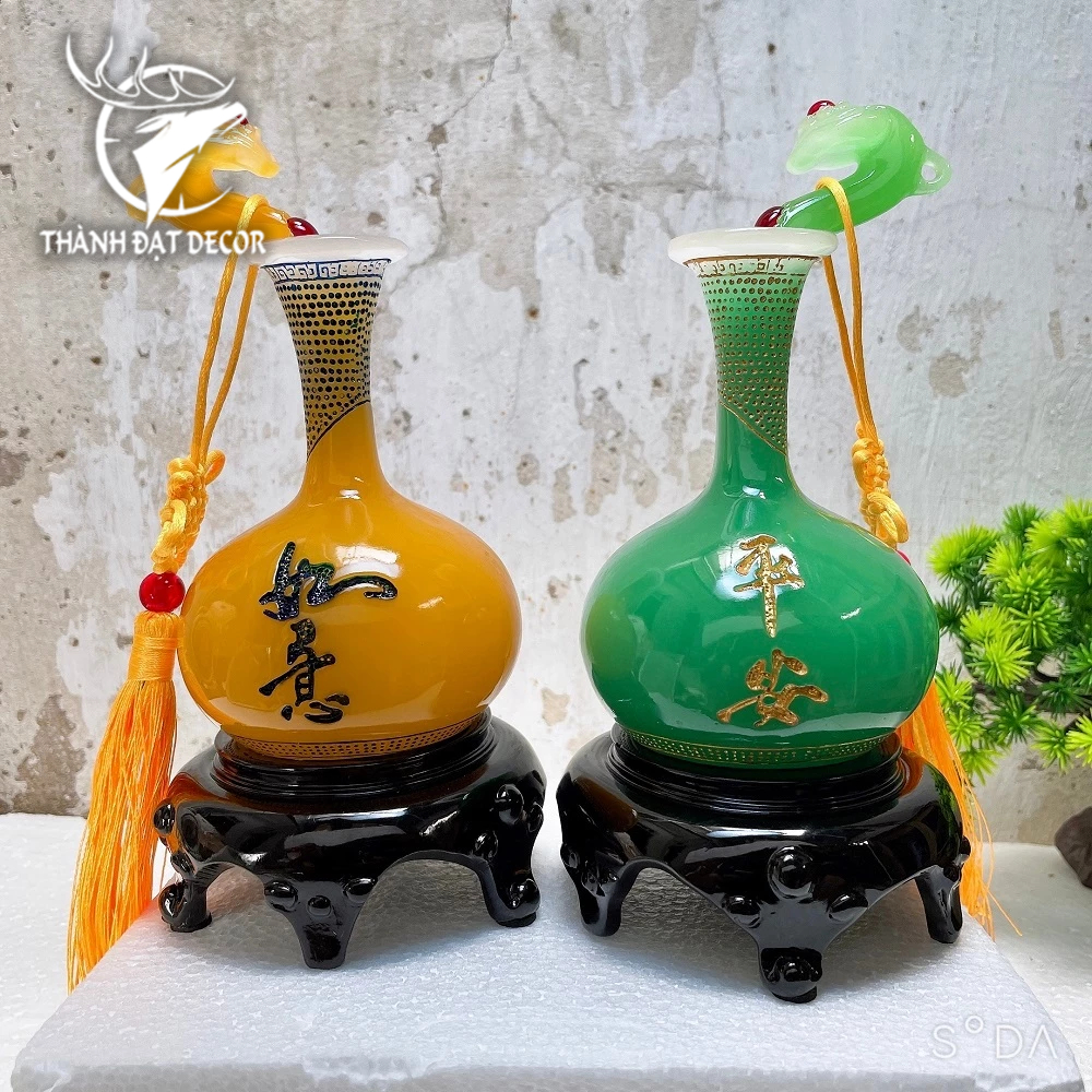 Cặp Lọ Bình An Như Ý size 11x22 Trang Trí Nhà Cửa , Tượng Phong Thủy Quà Tặng Tân Gia Khai Trương Sinh Nhật