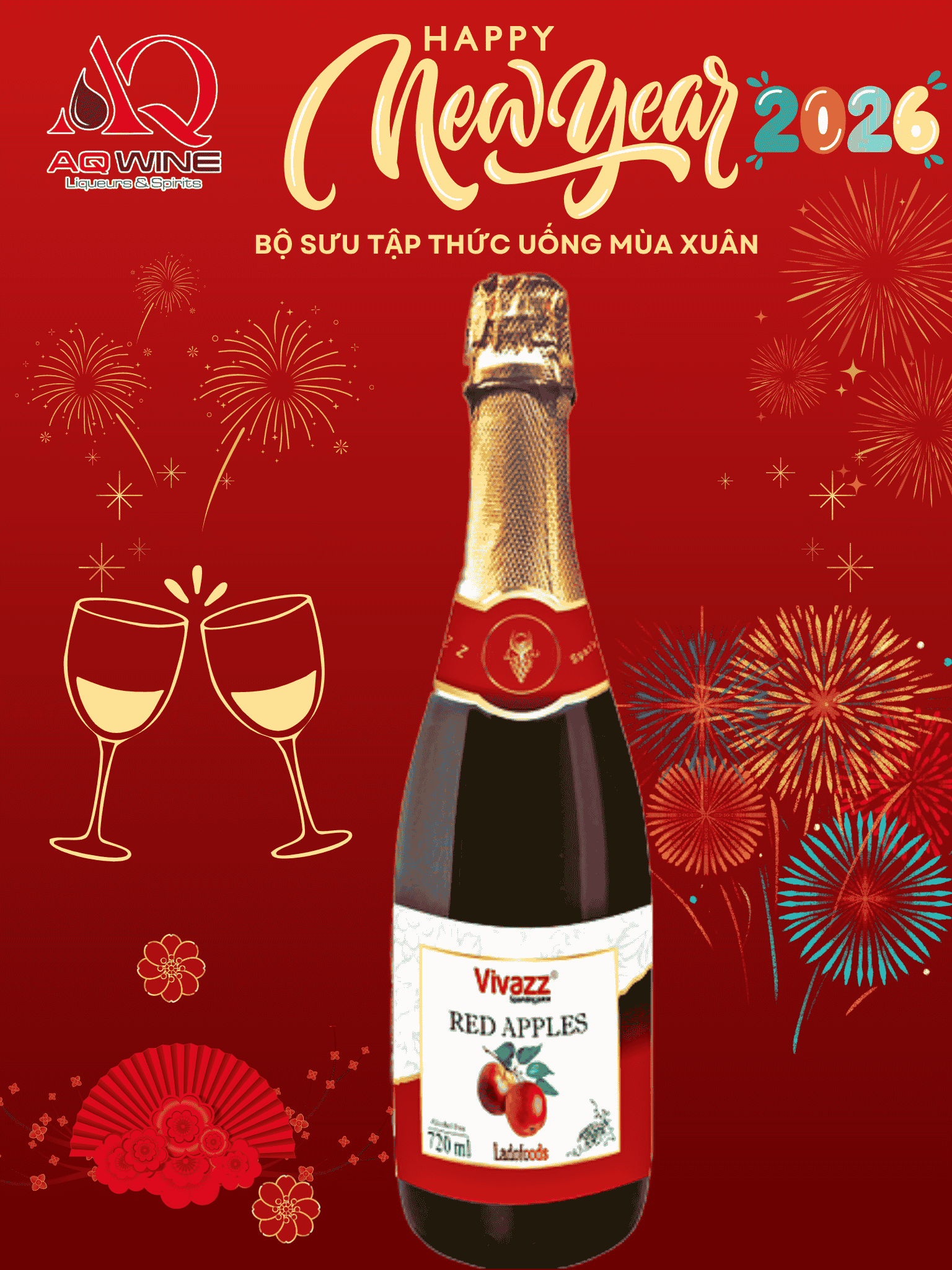 NƯỚC TRÁI CÂY CÓ GA VIVAZZ TÁO ĐỎ 720ML