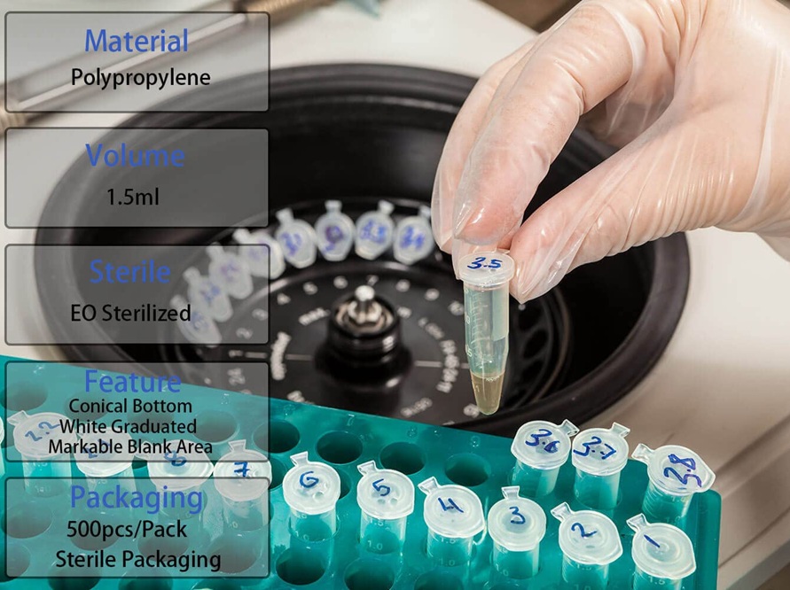 Ống ly tâm (Microcentrifuge Tubes), 0.5ml, 500 cái/ túi, Hãng Biologix- USA