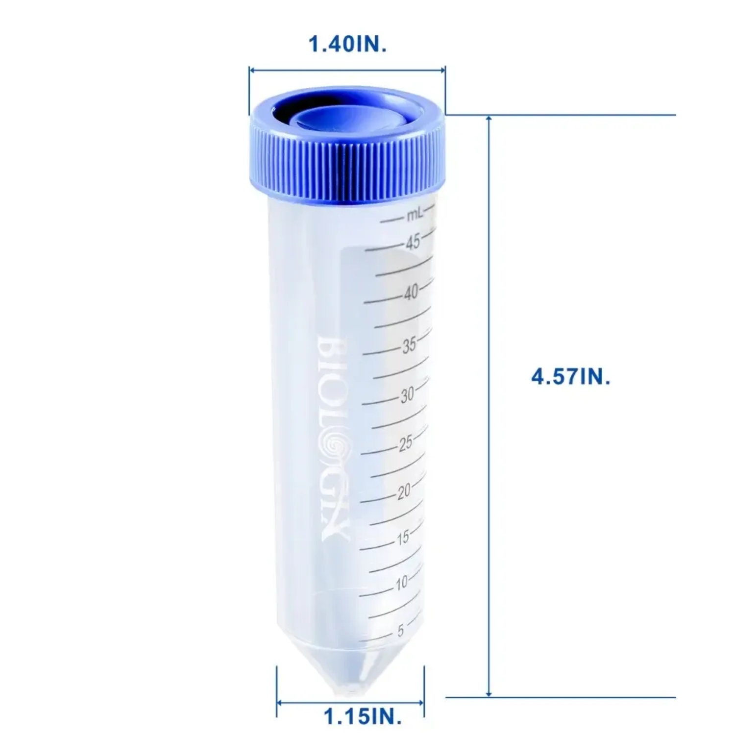 Ống ly tâm nhựa 50ml,nắp rãnh, Centrifuge Tubes ( không tiệt trùng ), 500 cái/Thùng, Hãng Biologix- USA