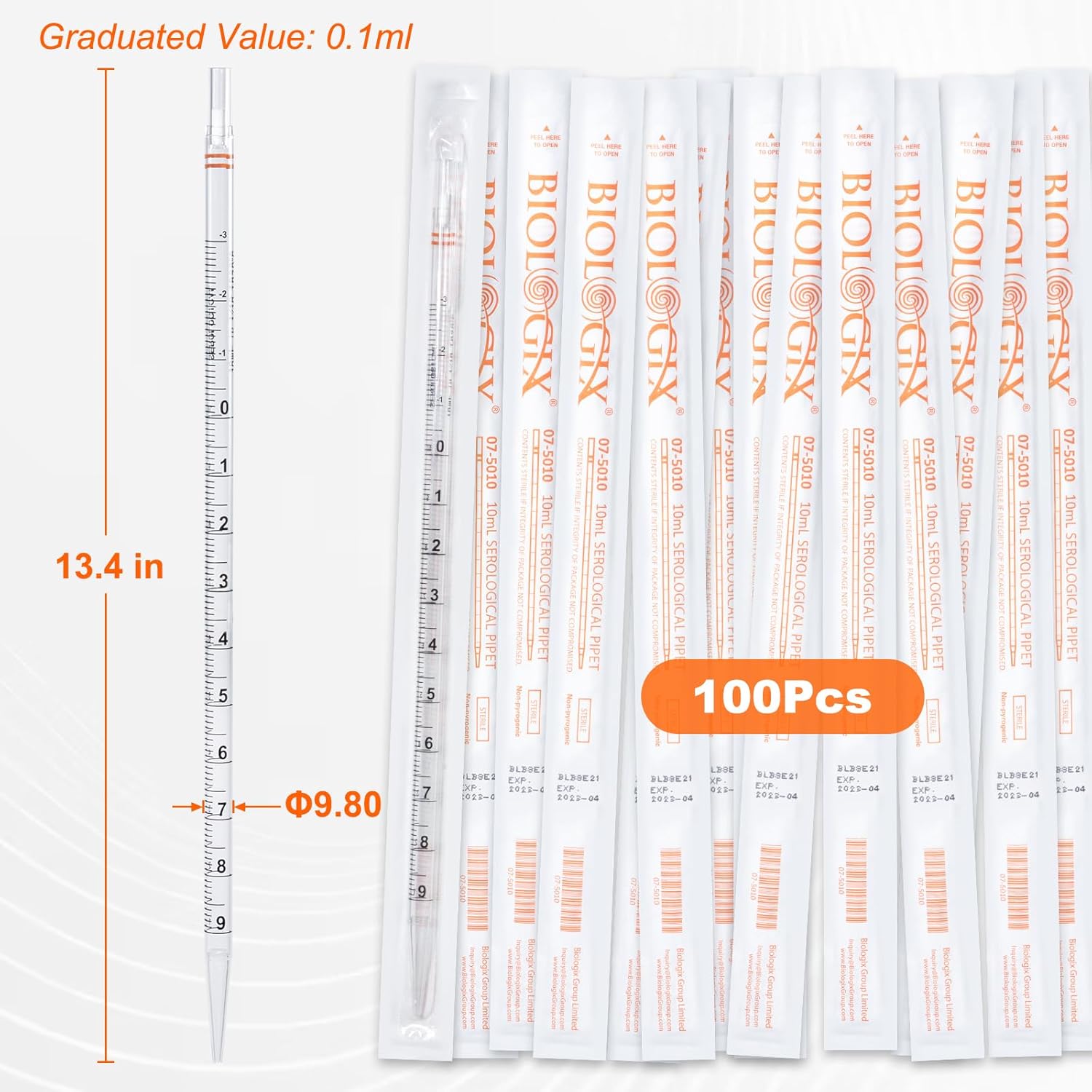 Pipet nhựa thẳng, tiệt trùng (Serological Pipettes), TC treated, non-pyrogenic, Biologix
