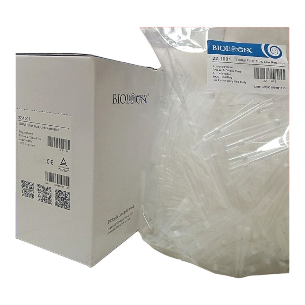 Đầu côn có lọc 10μl-1000μl Extra-long, 1000 típ/gói Filter Pipette Tips, hãng Biologix