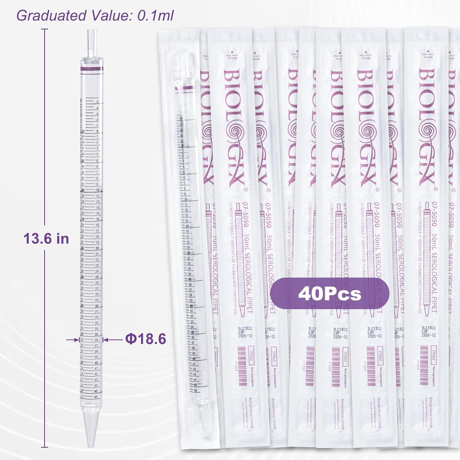 Pipet nhựa thẳng, tiệt trùng (Serological Pipettes), TC treated, non-pyrogenic, Biologix