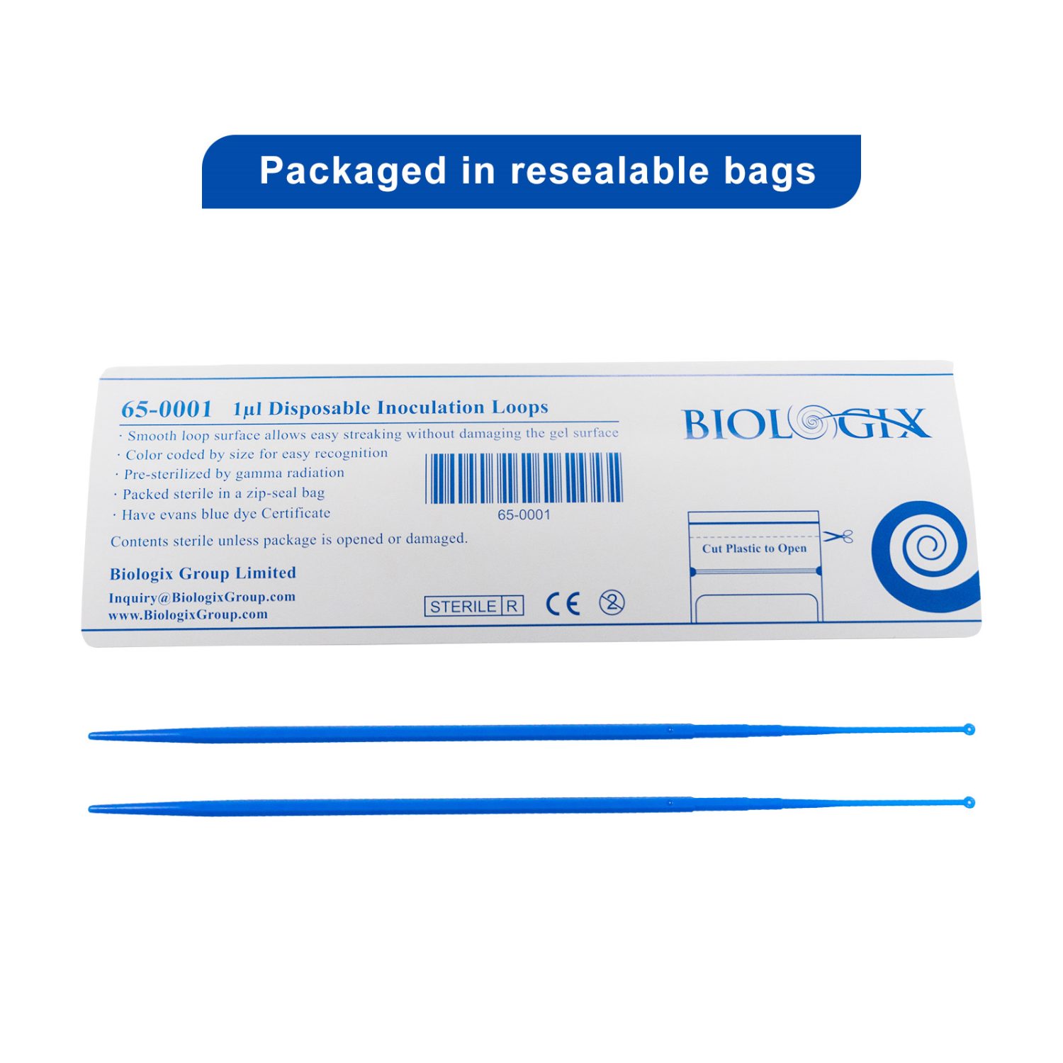 Que cấy vi sinh đầu tròn 1μl-10μl, 25 chiếc/túi, tiệt trùng. Hãng Biologix-USA