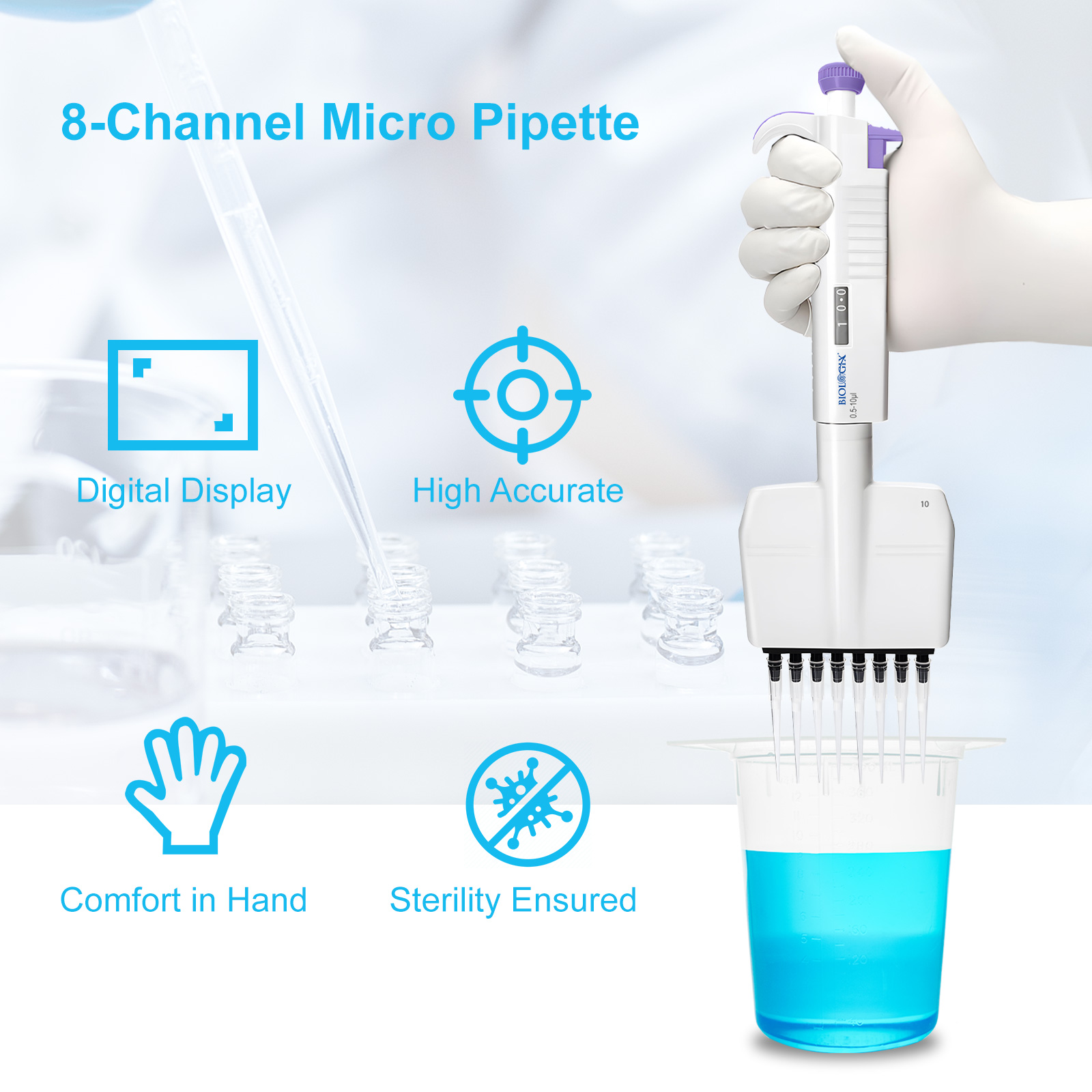 Pipete 8 kênh, MicroPette Plus Pipettes: 8-Channel, 10μL-300μL, hãng Biologix-USA