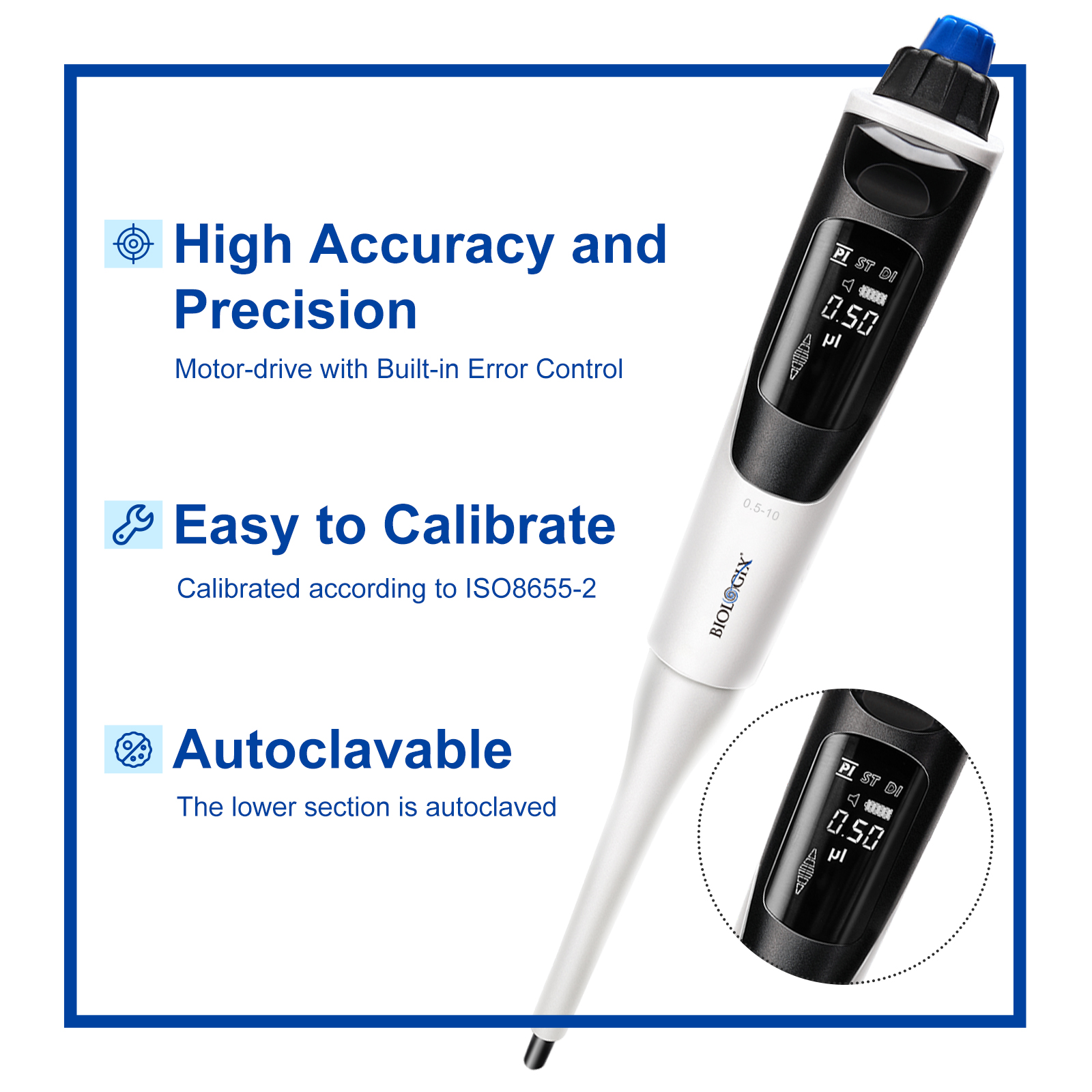 Pipete tự động 1 kênh điện tử, dPette Digital Pipette, hãng Biologix