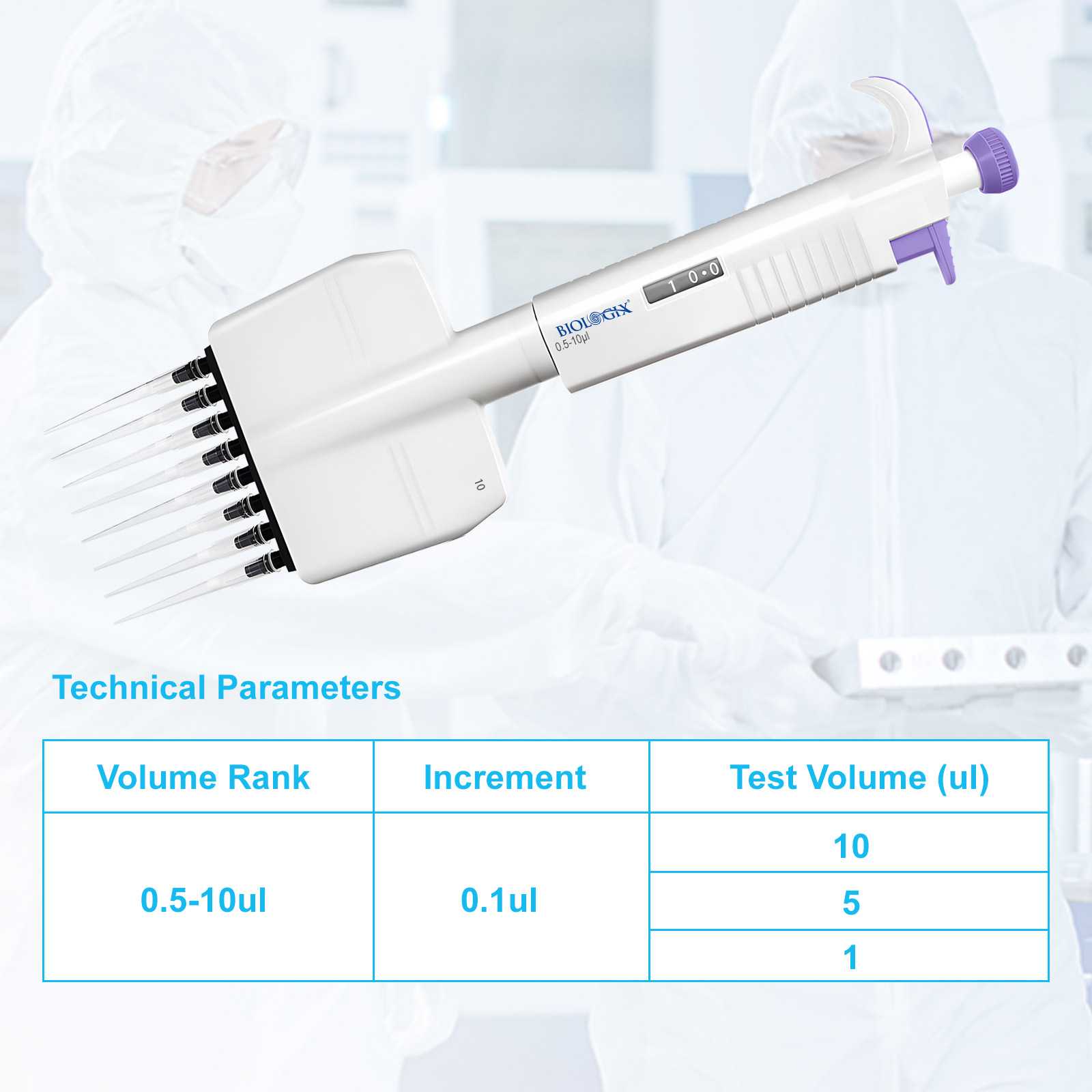 Pipete 8 kênh, MicroPette Plus Pipettes: 8-Channel, 10μL-300μL, hãng Biologix-USA