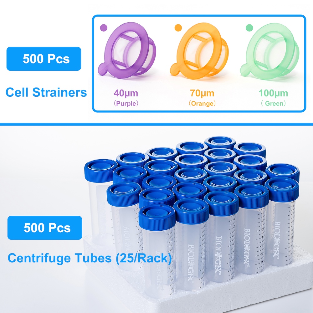 Màng lọc tế bào, tiệt trùng, 40μm, 70μm hoặc 100μm. (Cell Strainers) hãng Biologix