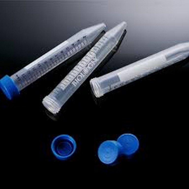 Ống ly tâm nhựa 15ml, nắp phẳng, Centrifuge Tubes (tiệt trùng), 25 cái/Túi, 50 cái/Rack, Hãng Biologix- USA