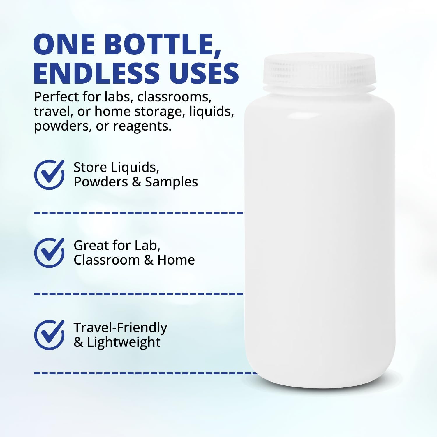 Lọ nhựa HDPE, màu trắng dung tích 1000ml, hãng Biologix