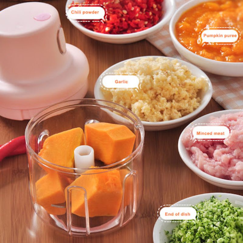 Máy Xay Mini Không Dây, Tiện Ích. Xay Tỏi Ớt Gia Vị, Đồ Ăn Dặm Cho Bé